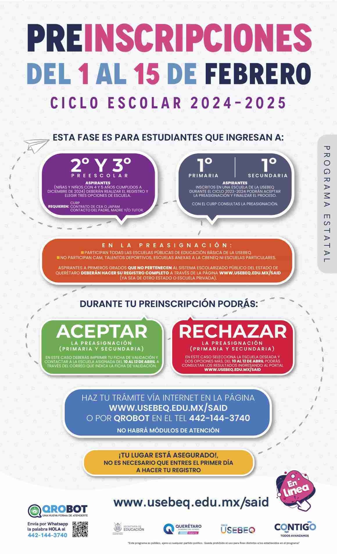 Querétaro: Del 1 al 15 de febrero son las preinscripciones 13 Querétaro